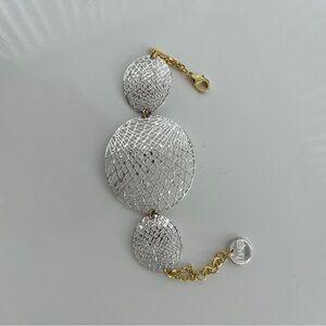 1AR Unoaerre Fine Silver & Gold EP Oval Disc Bracelet